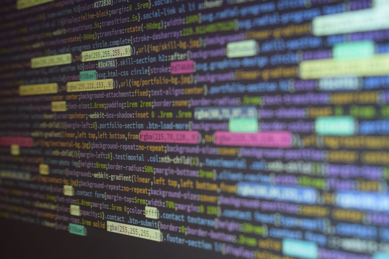 Colorful programming code on a screen, close-up