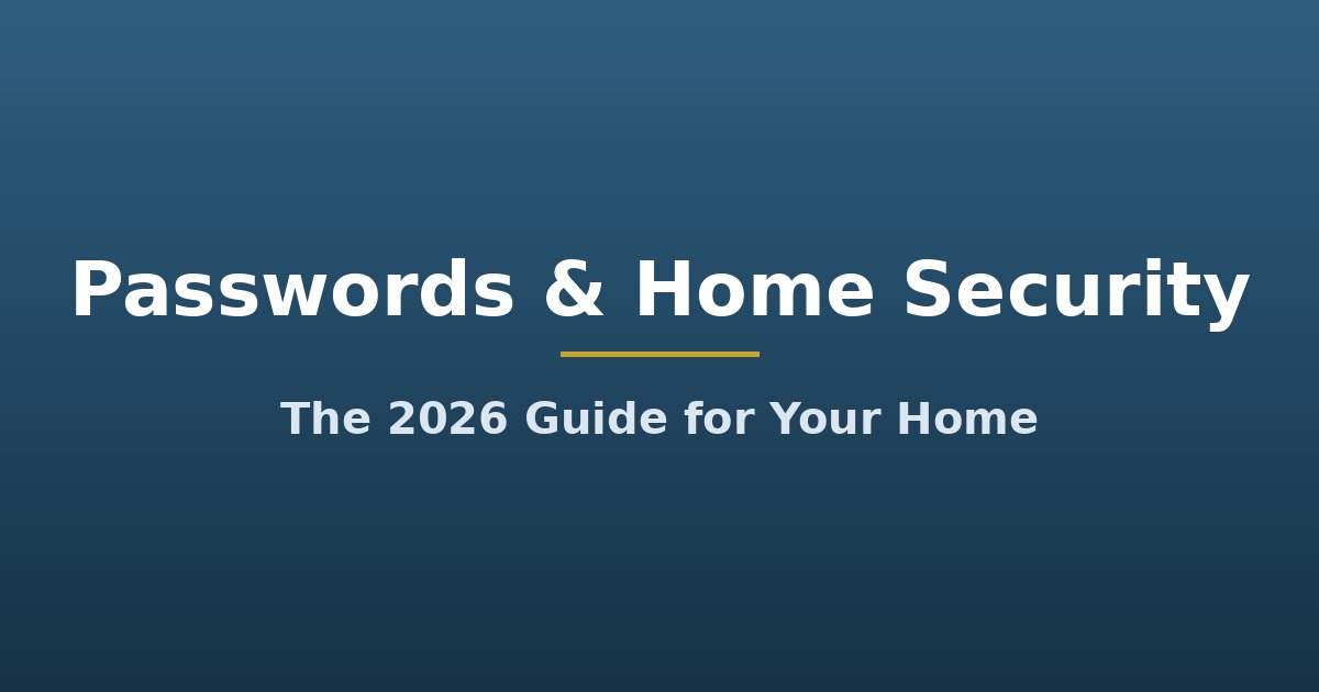 Title graphic: Passwords & Home Online Security, the 2026 guide