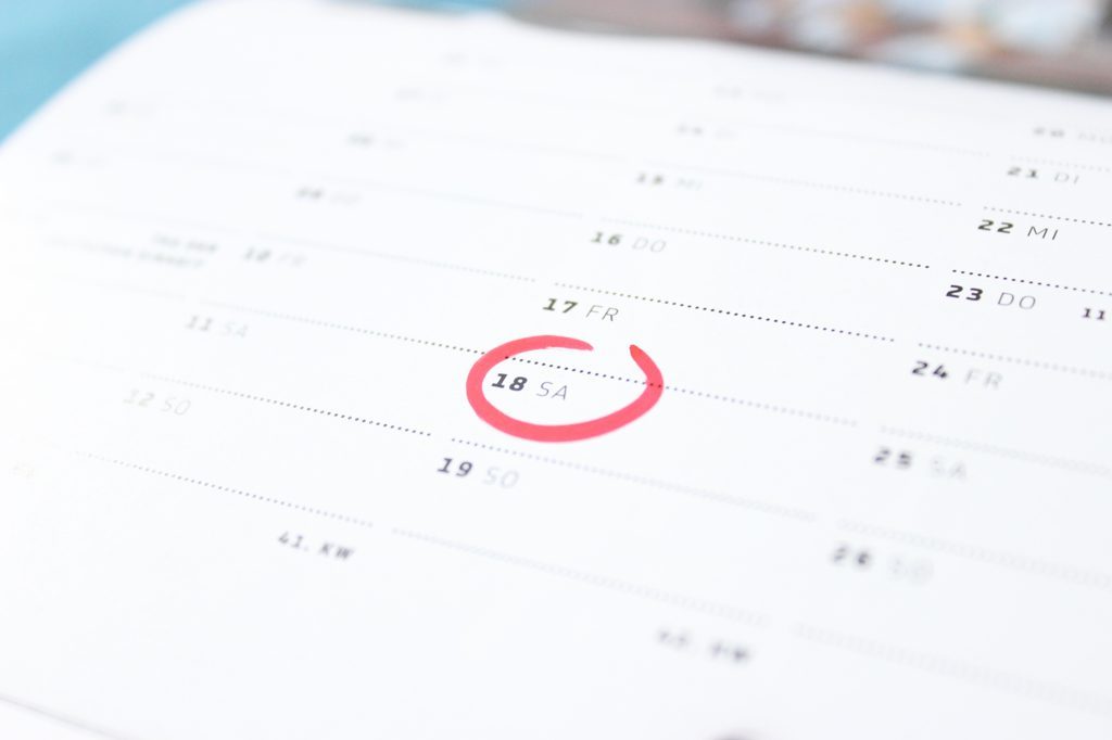 Paper calendar with a marked date, symbolising deadlines and planning